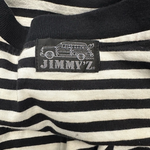 Super rare Vintage Jimmy’Z long sleeve black and white stripe shirt size L. - Picture 3 of 6